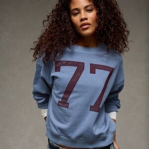 American Eagle Outfitters Blue Sweatshirt with Maroon Print